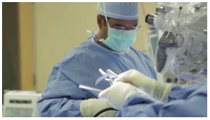 Neurosurgeon performing surgery on a patient