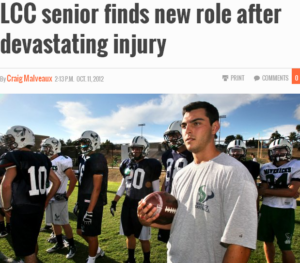 article about senior finding new role after devasting injury